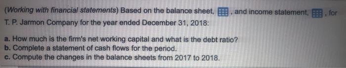 3:5two missing boxes (Working with financial statements) Based on the balance sheet,
