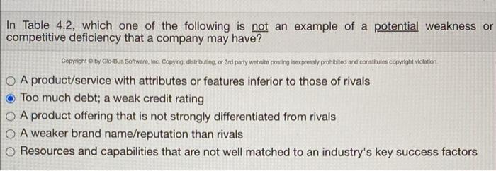 HELP either A or B In Table 4.2, which one of the