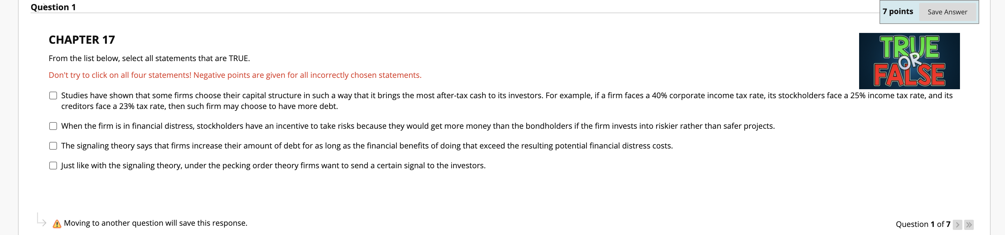  Question 1 7 points Save Answer CHAPTER 17 From the list