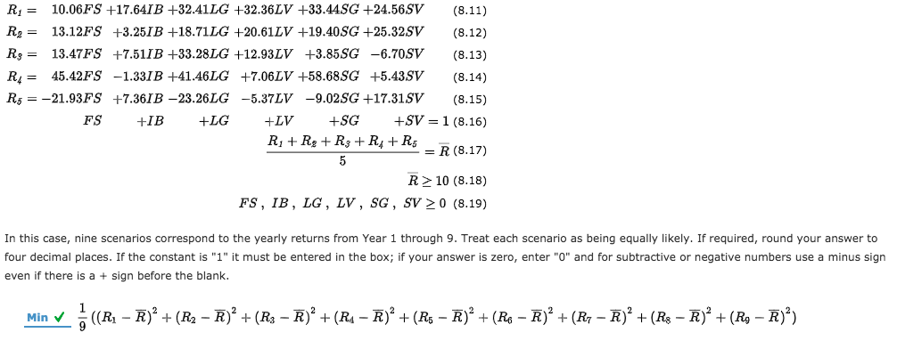 minimize portfolio variance subject to a required expected return of 10 percent