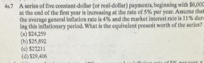 please solve using excel step by step 487 A series of five
