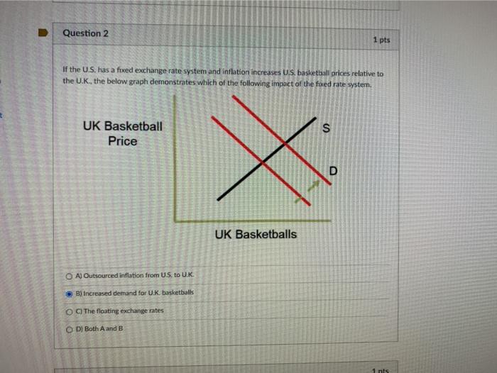  Question 2 1 pts If the U.S. has a fixed exchange