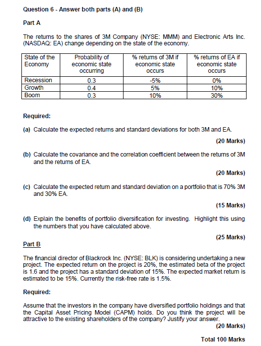  Question 6 - Answer both parts (A) and (B) Part A