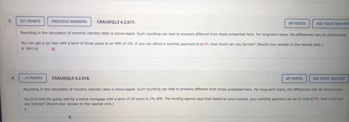 01 POINTS | PREVIOUS ANSWERS CRAUDQL3 4.2.017. MY NOTES | ASK