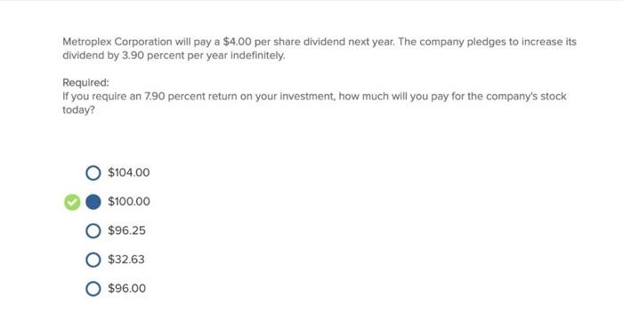 in interest plus a $1.000 principal payment at maturity. What is the