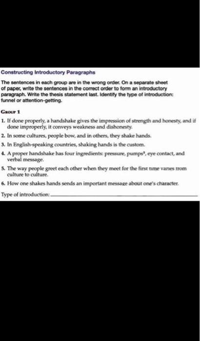 wrong order. On a separate sheet of paper, write the sentences in