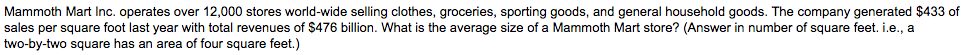 Please solve this 2 questions with solutions. 1)2) Mammoth Mart Inc. operates
