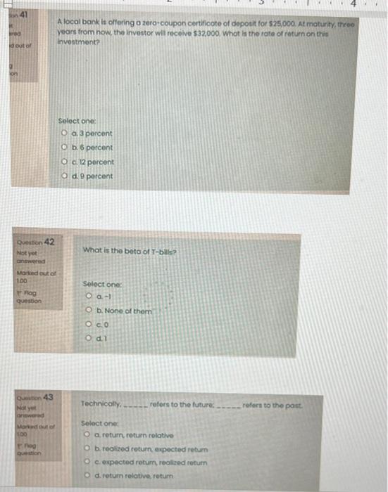 percent. d. 15 percent. The beta of the market Select one: a.
