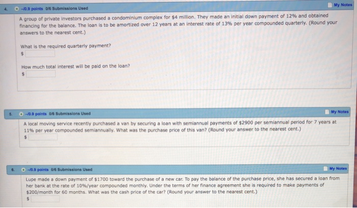 Please answer the following questions ! :) My Notes 4-0.9 points O/6