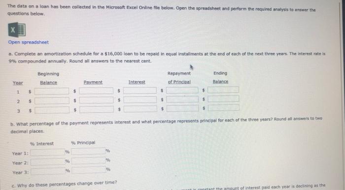  The data on a loan has been collected in the Microsoft