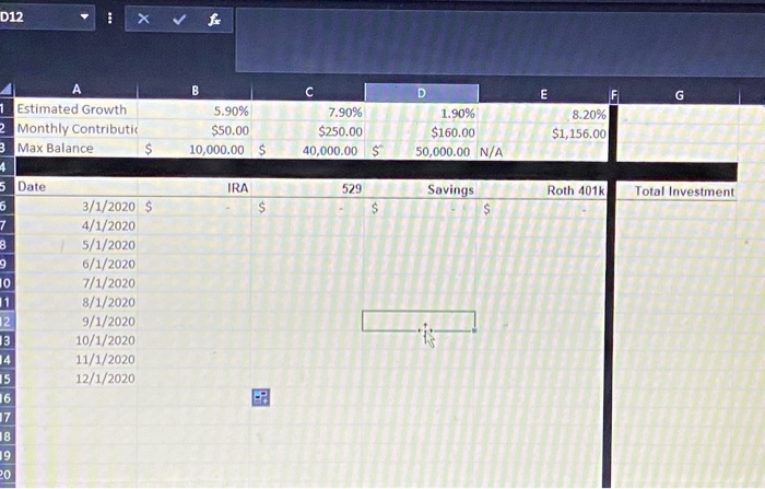 investment vehicle in the first row (row 7). You then will autofill