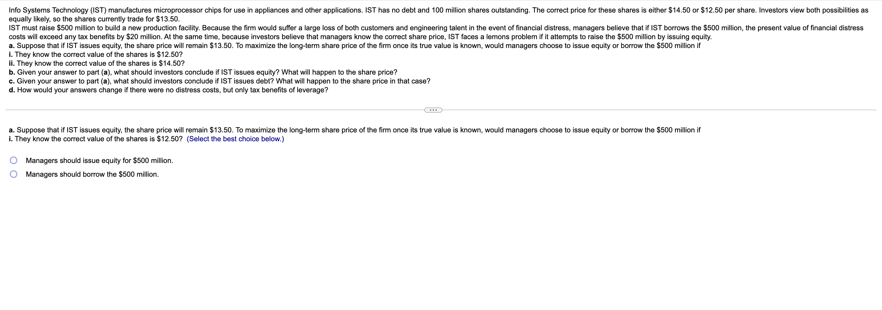 Info Systems Technology (IST) manufactures microprocessor chips for use in appliances