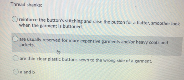  Thread shanks: reinforce the button's stitching and raise the button for