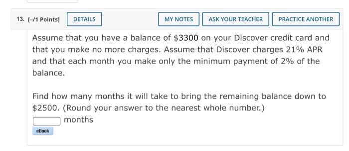  13. (-/1 Points) DETAILS MY NOTES ASK YOUR TEACHER PRACTICE ANOTHER