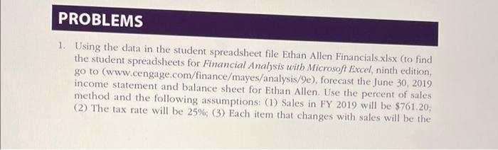  PROBLEMS 1. Using the data in the student spreadsheet file Ethan