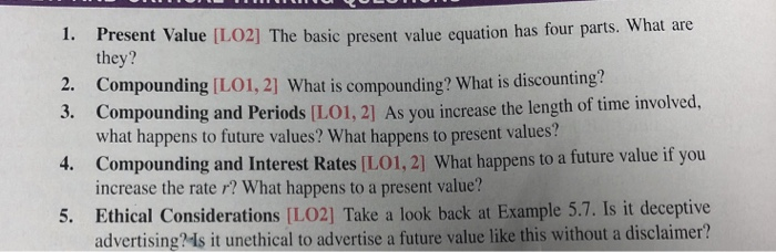  1. Present Value [L.02] The basic present value equation has four