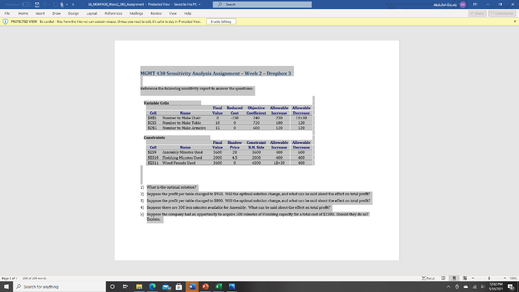 Search Abdullah Dauda AD Pic EG_MGMT31_Wee12_083_Assigement - Protected View - Saved