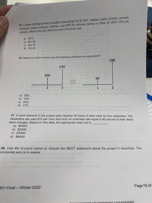  no explanation needed just final answer 35. A large printing company