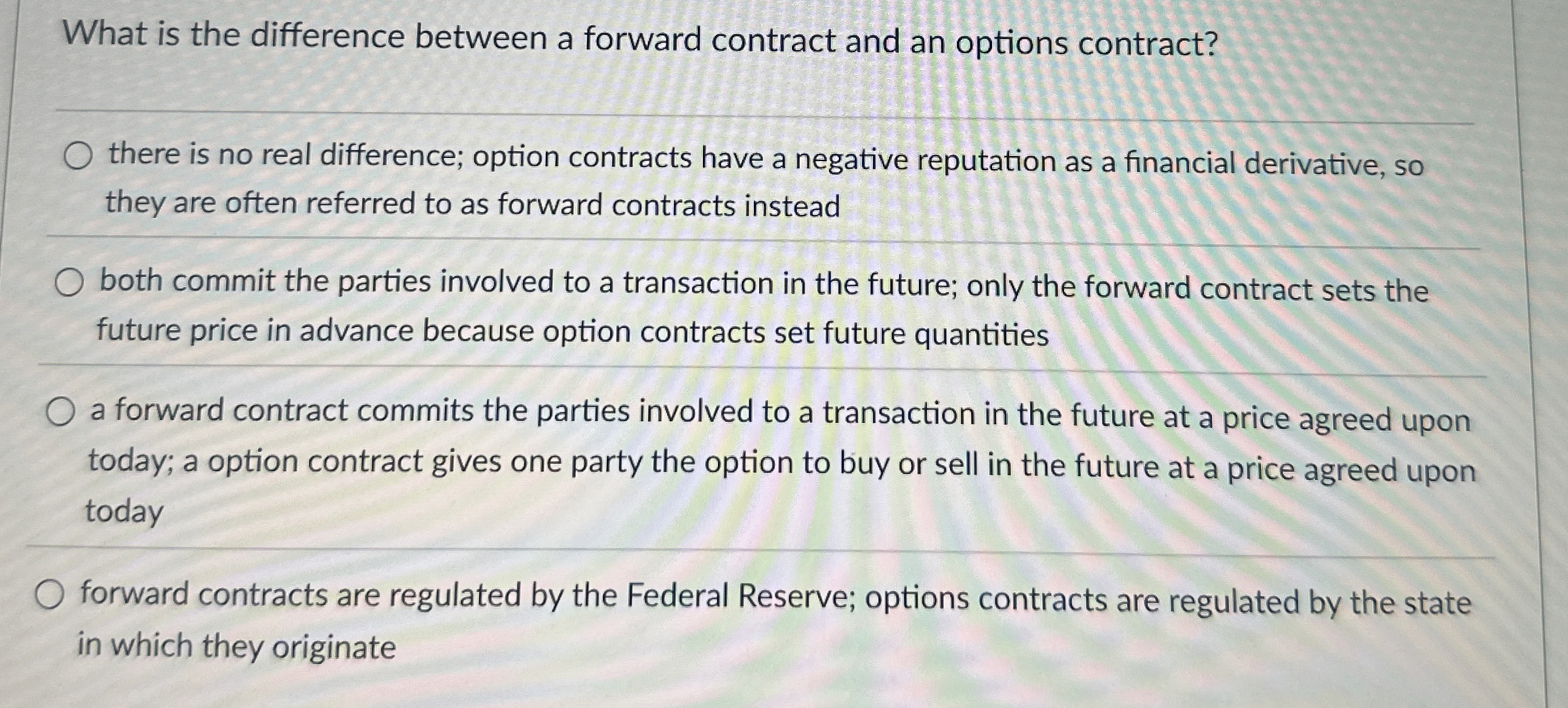  What is the difference between a forward contract and an options