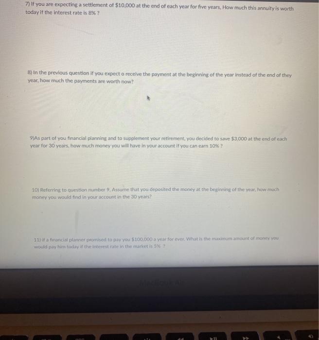  please 7-10 and 11-15 with formuals and work please 7) if