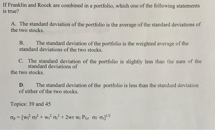 need this with work shown please If Franklin and Rocek are combined