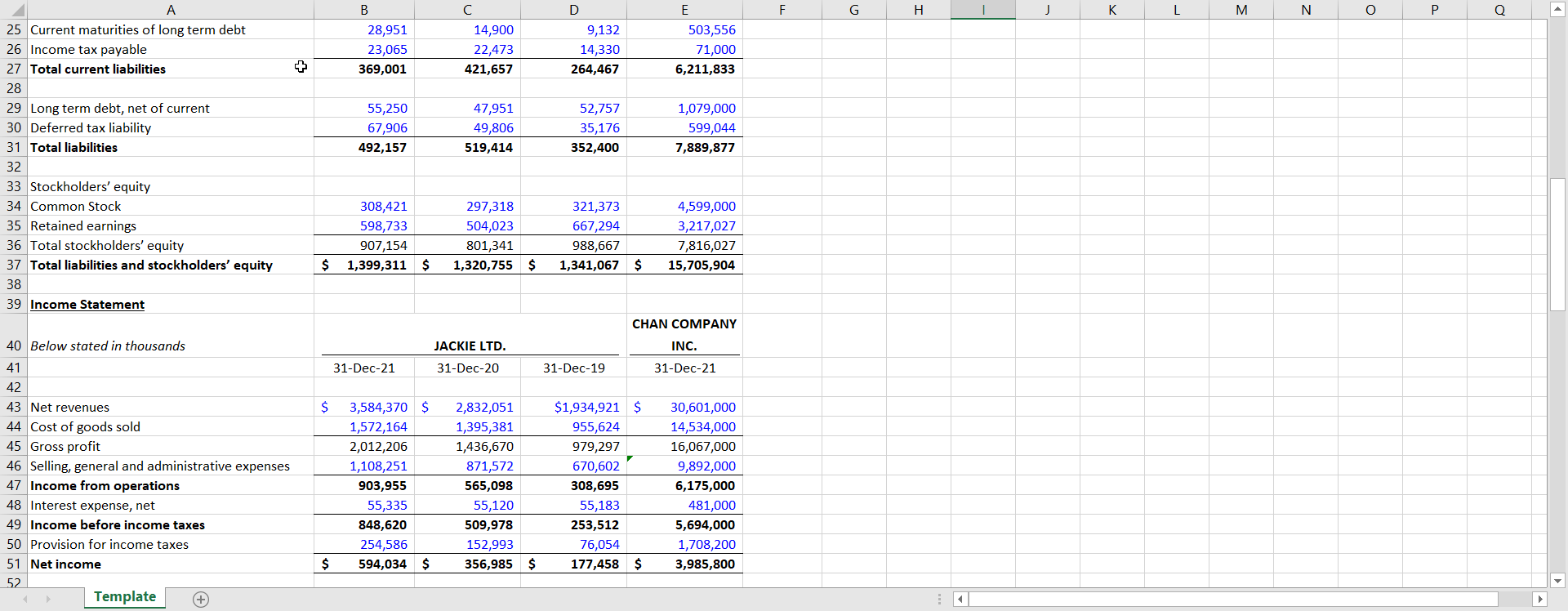 K L M N o P 0 1 Statement of Financial Position