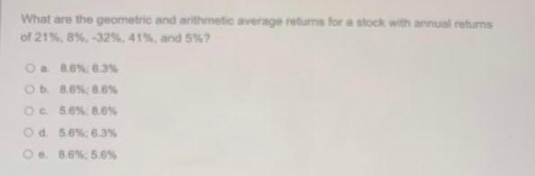  What are the geometric and arithmetic average returns for a stock