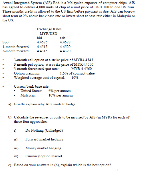 Calculation steps must be shown in the answer!!! Awani Integrated System (AIS)