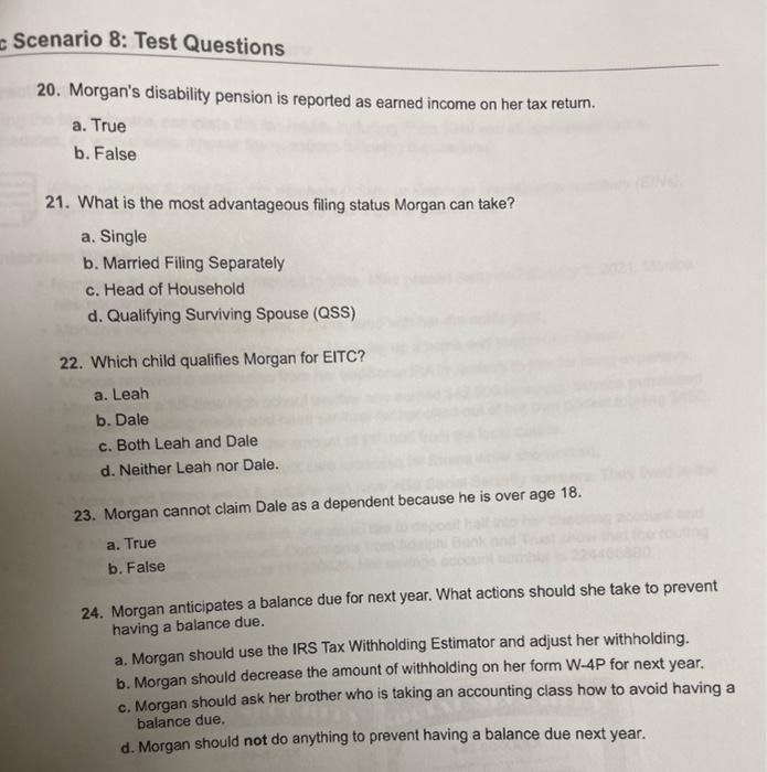 children lived with her all year. - Morgan paid all the cost