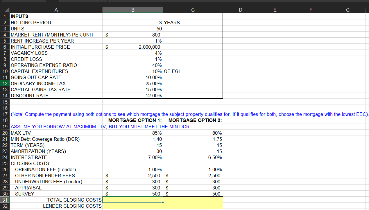  A B C D E F. G 1. INPUTS 2 HOLDING