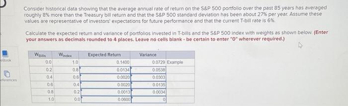  need expected return and variance Consider historical data showing that the