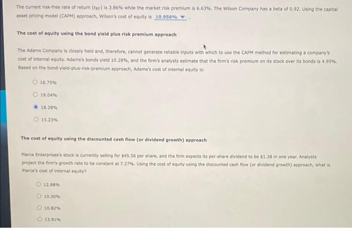 please answer the first one as well, thanks! The current risk-free rate