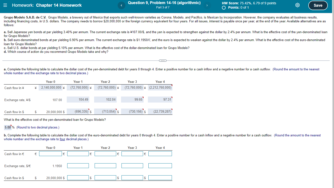  = Homework: Chapter 14 Homework Question 9, Problem 14-16 (algorithmic) Part
