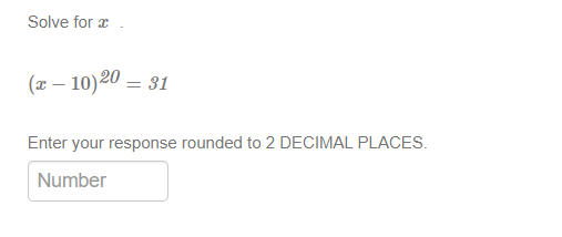 Solve for 3 (2 10) 20 = 31 Enter your response