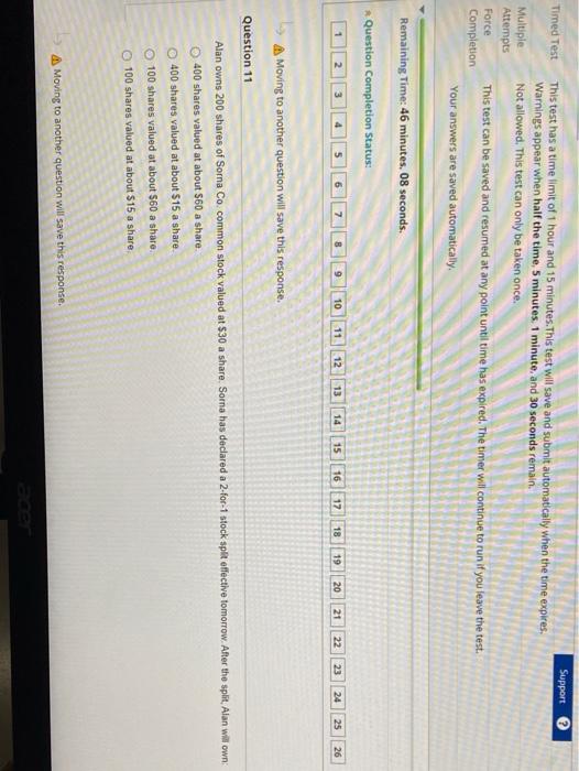  Support Timed Test Multiple Attempts Force Completion This test has a