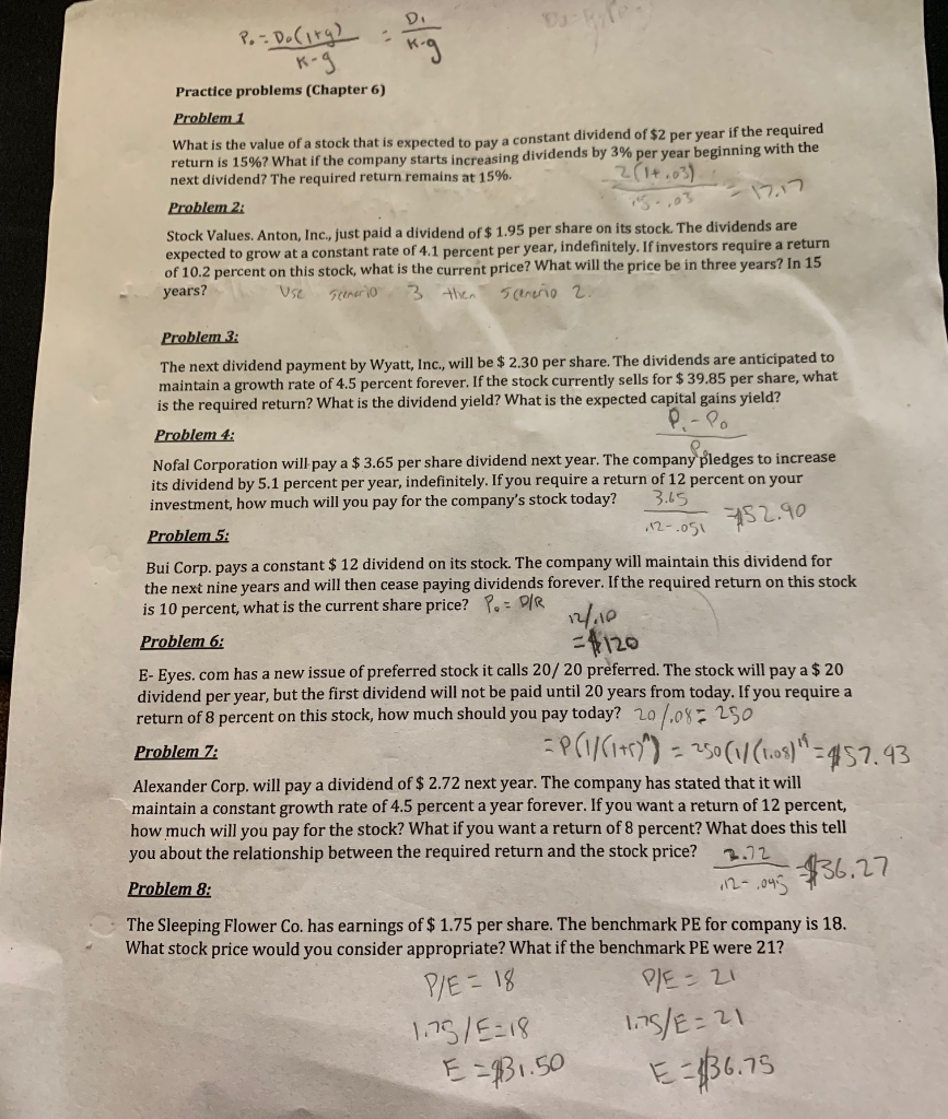  Please check my solutions!! Practice problems (Chapter 6) What is the