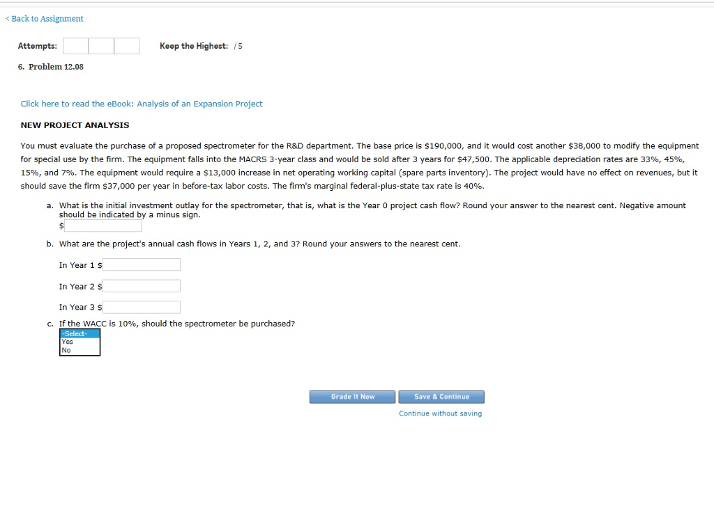  Back to Assignment Attempts: Keep the Highest: S 6. Problem 12.08