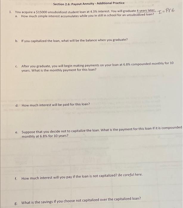 Payout Annuity Section 2.6: Payout Annuity - Additional Practice 1. You acquire