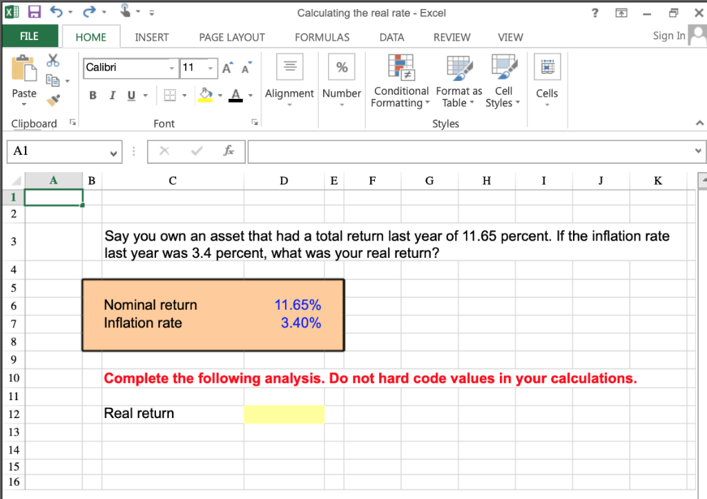 the answer must be in excel formula format (and using excel functions