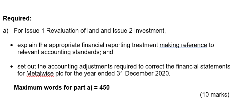 Advance information - Issue 1 Revaluation of Land Included in the balance