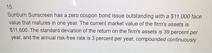  15. Sunburn Sunscreen has a zero coupon bond issue outstanding with