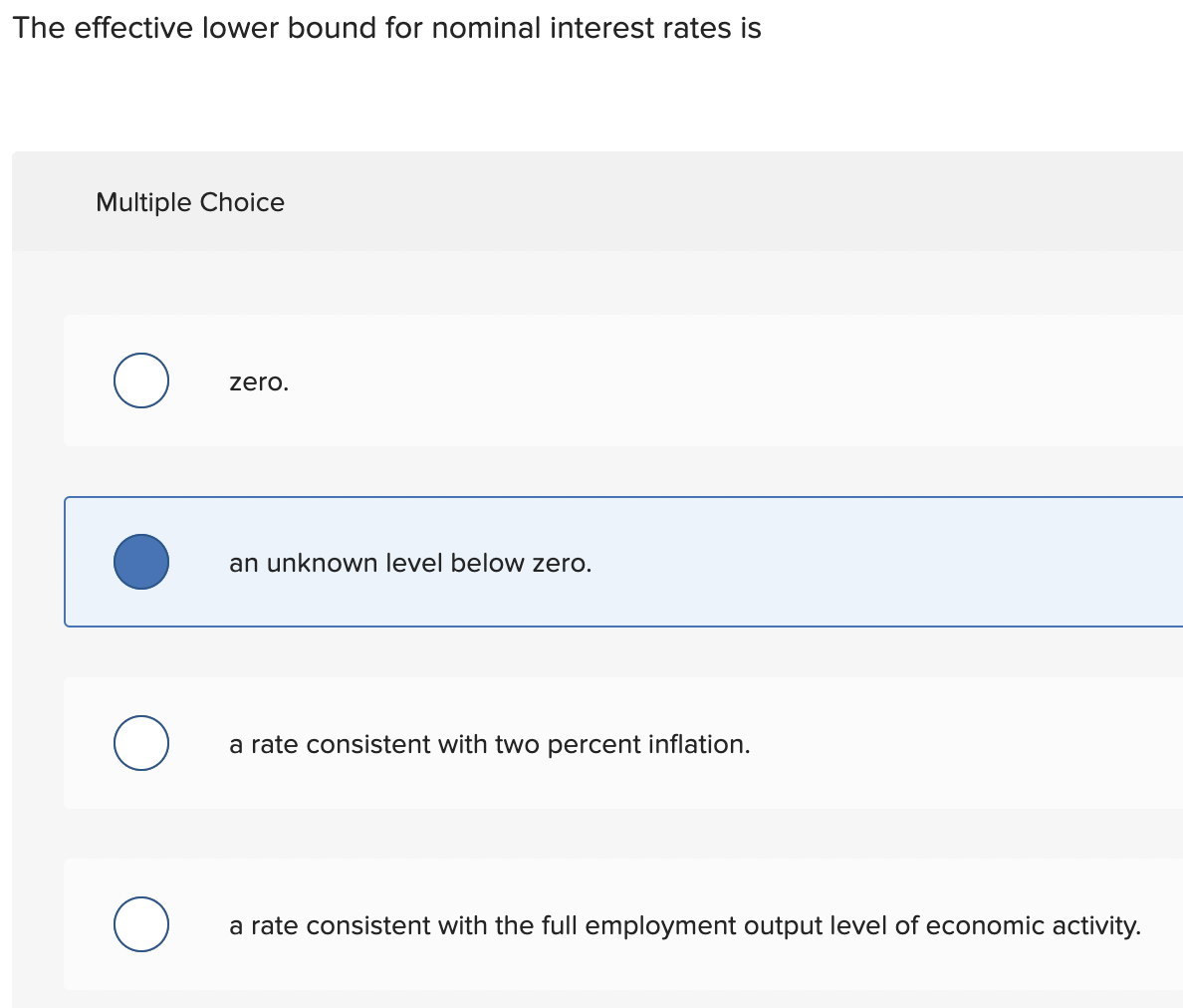 The answer is NOT zero The effective lower bound for nominal