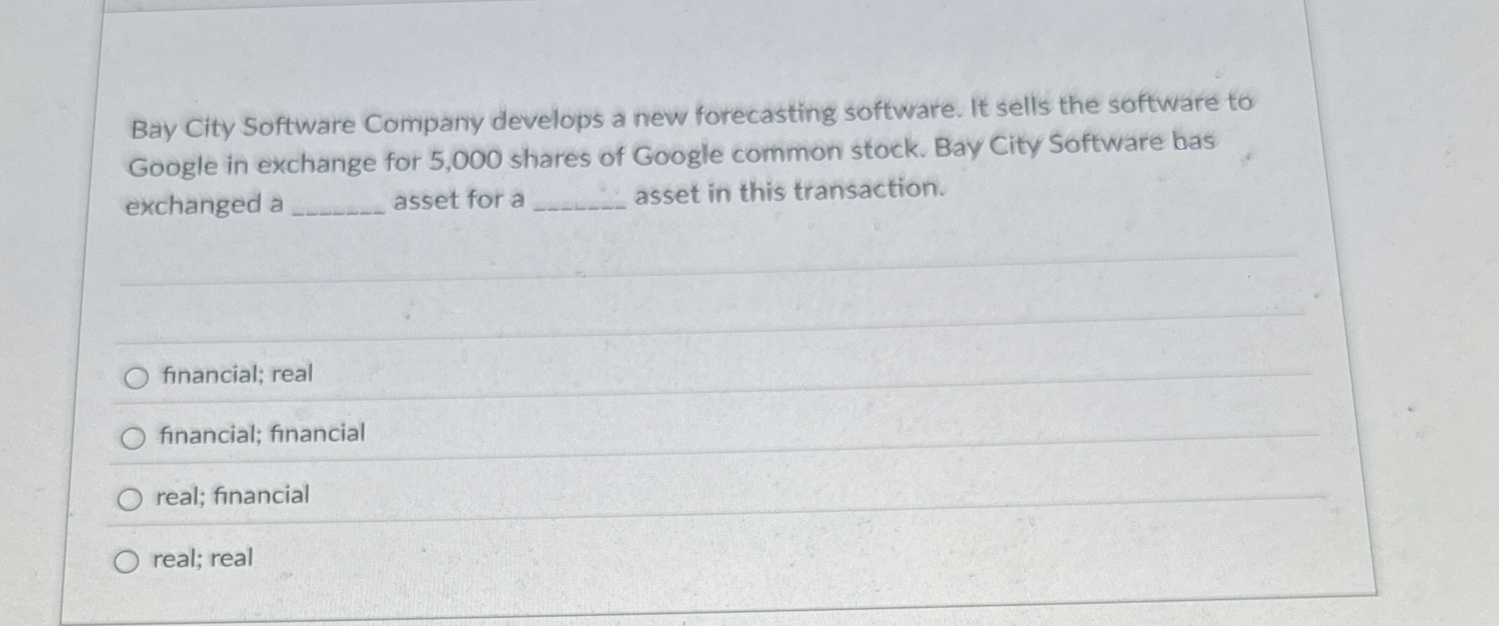  Bay City Software Company develops a new forecasting software. It sells