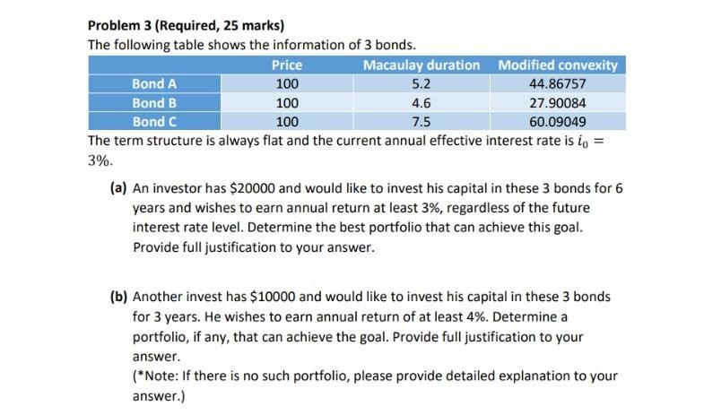  Problem 3 (Required, 25 marks) The following table shows the information