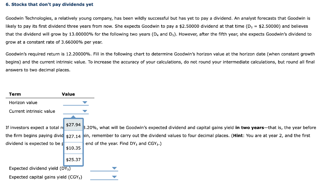 and expected capital gains yield, and the no or yes question. PLEASE