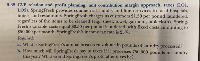  5.38 CVP relation and profit planning, unit contribution margin approach, taxes