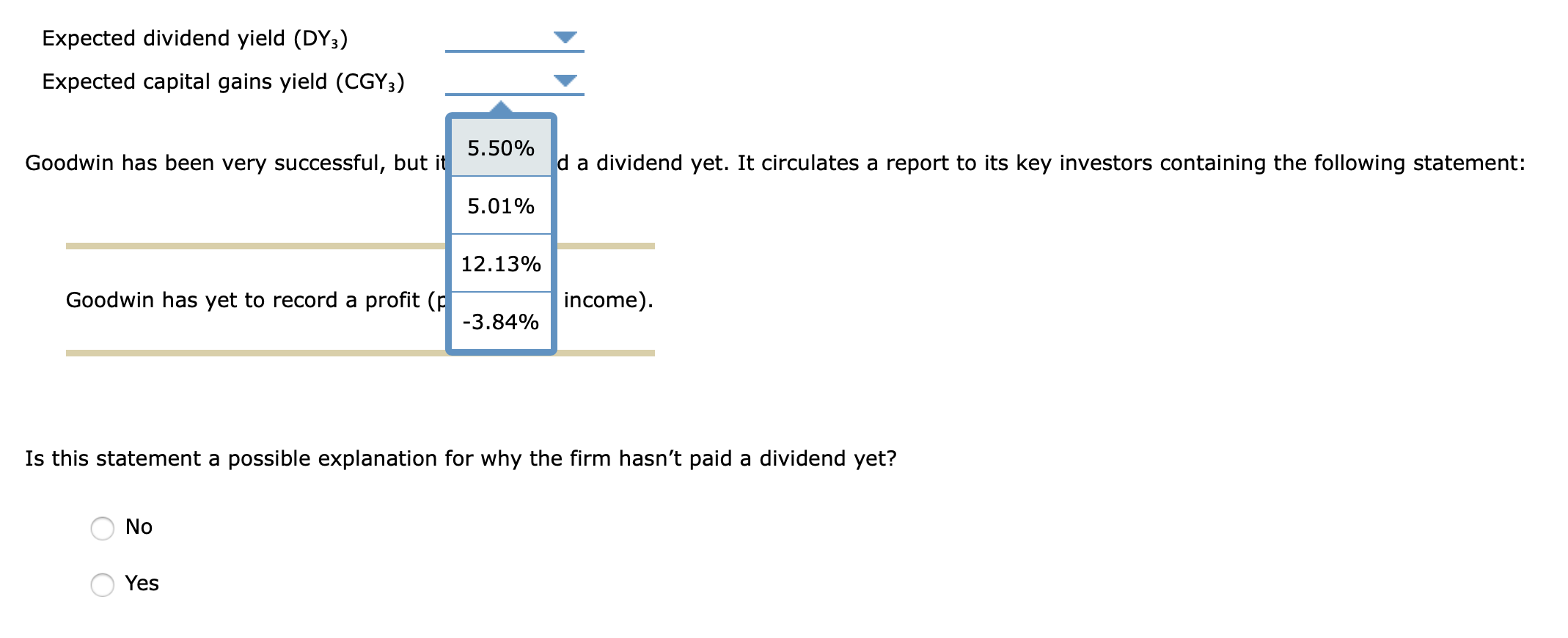 successful but has yet to pay a dividend. An analyst forecasts that
