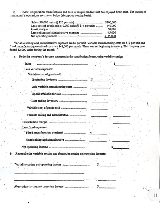 relating to the operations of Dover Company for last year are given