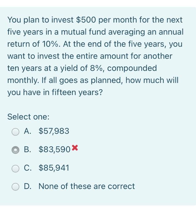  please solve in excel showing the work You plan to invest