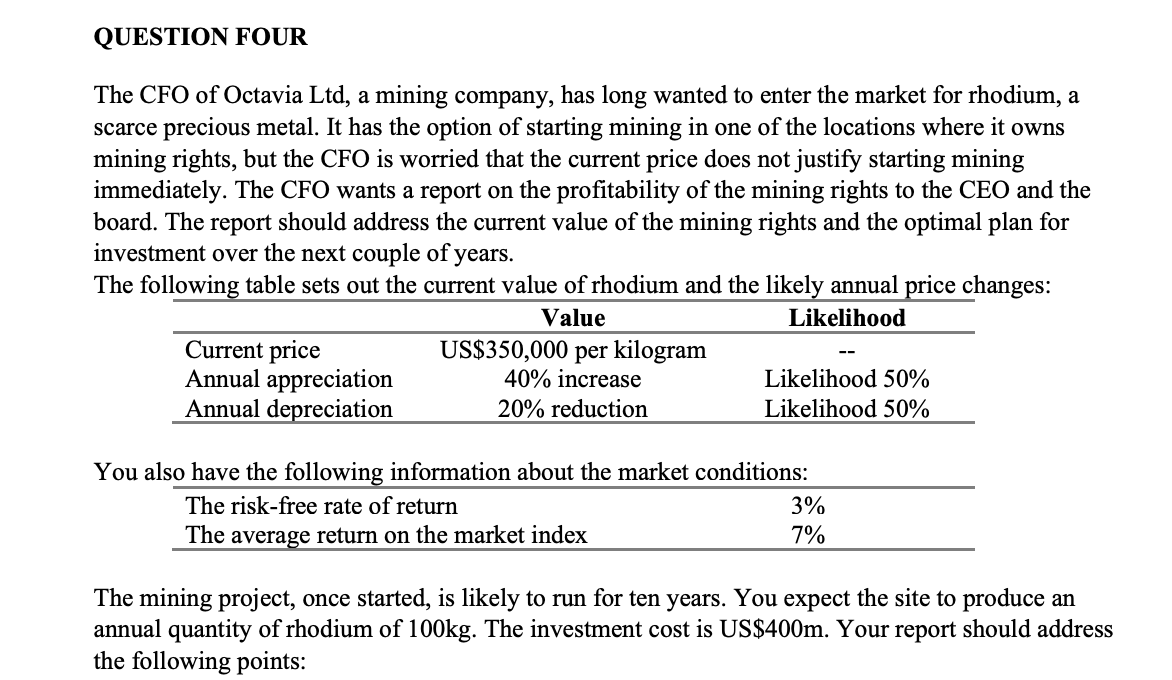A mining right is an option the owner can exercise at